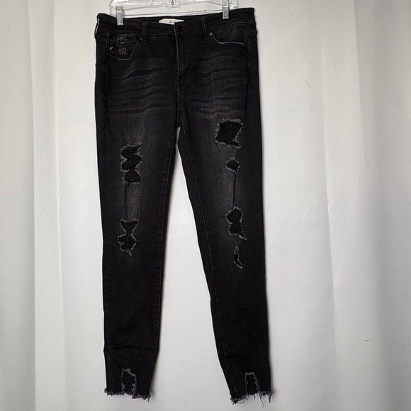 KanCan Womens Black Distressed Skinny Jeans Size 13/30 Denim Grunge Goth Emo - Picture 1 of 9